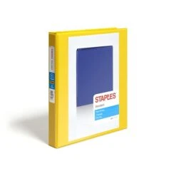 Standard 1" 3 Ring View Binder With D-Rings, Yellow (58652)