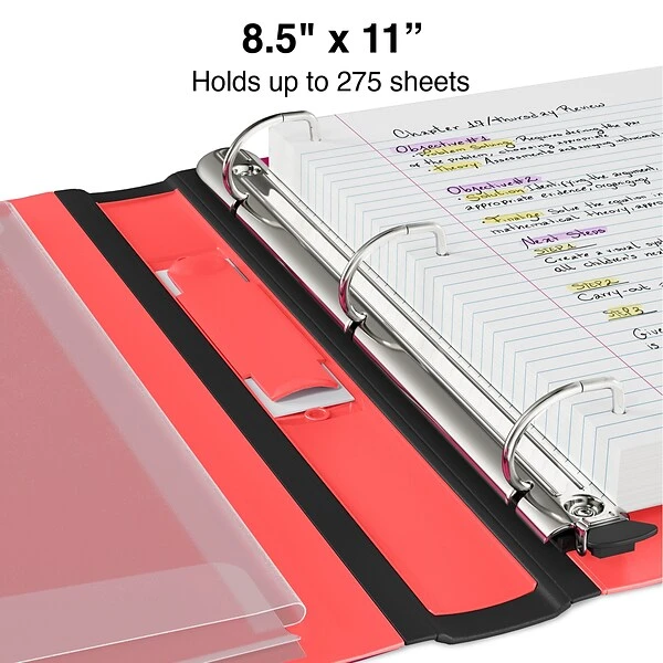 Better 1" 3 Ring View Binder With D-Rings, Pink (13568-CC) 4 Better 1" 3 Ring View Binder With D-Rings, Pink (13568-CC) - Image 2