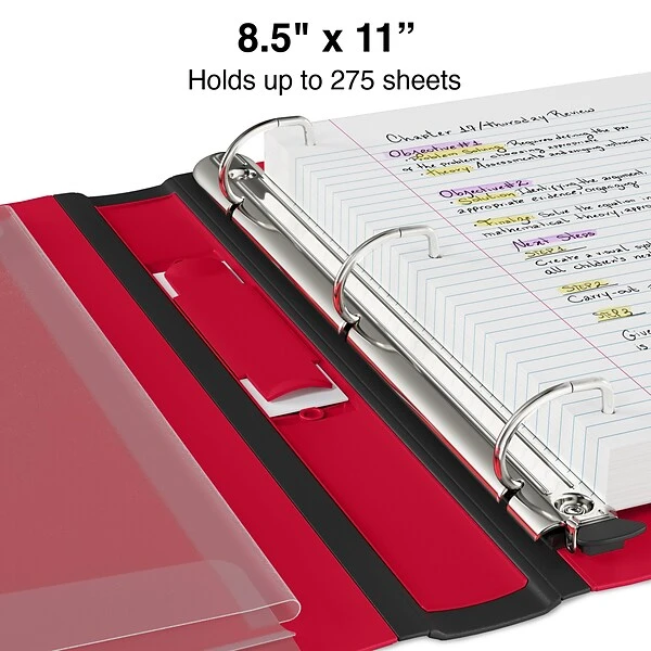 Better 1" 3 Ring View Binder With D-Rings, Red (18370) 4 Better 1" 3 Ring View Binder With D-Rings, Red (18370) - Image 2