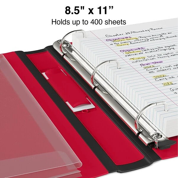 Better 1-1/2" 3 Ring View Binder With D-Rings, Red (18369) 4 Better 1-1/2" 3 Ring View Binder With D-Rings, Red (18369) - Image 2