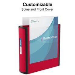 Better 5" 3 Ring View Binder With D-Rings, Red (27924)