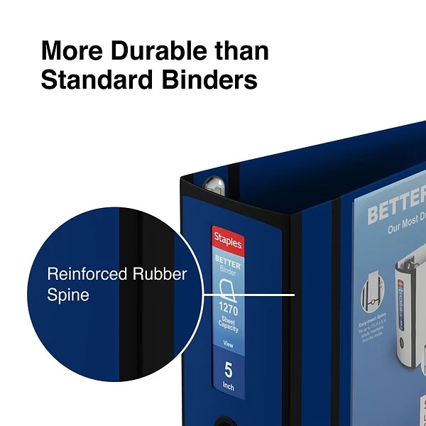 Better 5" 3 Ring View Binder With D-Rings, Navy Blue (27925) 5 Better 5" 3 Ring View Binder With D-Rings, Navy Blue (27925) - Image 3