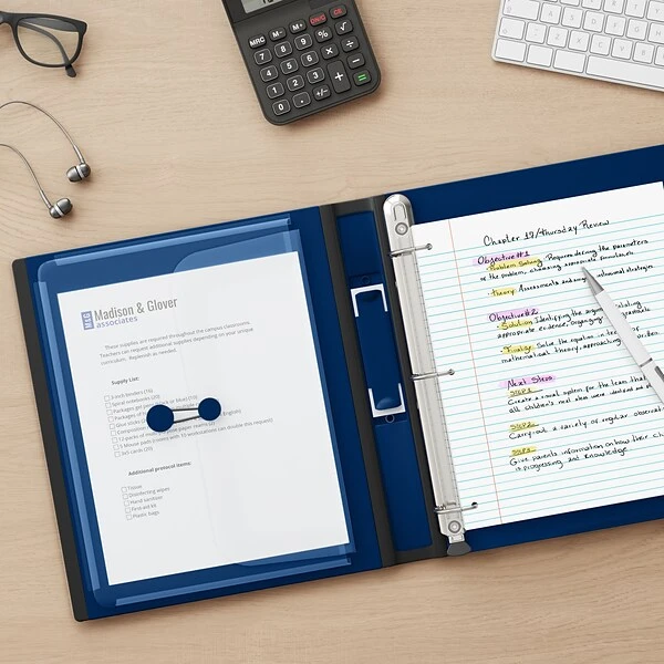 Better 1" 3 Ring View Binder With D-Rings, Navy Blue (24048) 6 Better 1" 3 Ring View Binder With D-Rings, Navy Blue (24048) - Image 4