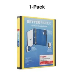 Better 1" 3 Ring View Binder With D-Rings, Yellow (19064) -Scott Stationery Shop s1214542 s7