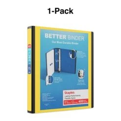 Better 1-1/2" 3 Ring View Binder With D-Rings, Yellow (19060) -Scott Stationery Shop s1214596 s7
