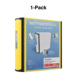 Better 3" 3 Ring View Binder With D-Rings, Yellow (20245) -Scott Stationery Shop s1214601 s7