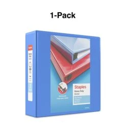 Staples Heavy Duty 3" 3-Ring View Binder With D-Rings And Four Interior Pockets, Periwinkle (ST56292-CC) -Scott Stationery Shop s1215252 s7