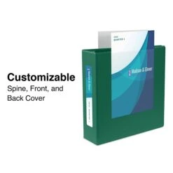 Heavy Duty 1-1/2" 3 Ring View Binder With D-Rings, Dark Green (56310-CC/24682)