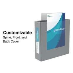 Heavy Duty 2" 3 Ring View Binder With D-Rings, Gray (ST56330-CC)