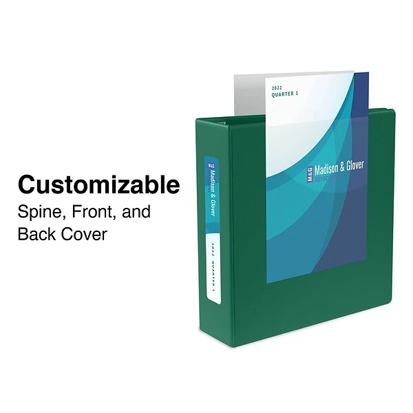 Heavy Duty 1" 3 Ring View Binder With D-Rings, Dark Green (ST56309-CC) 2 Heavy Duty 1" 3 Ring View Binder With D-Rings, Dark Green (ST56309-CC)