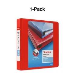 Heavy Duty 1-1/2" 3 Ring View Binder With D-Rings, Red (24681) 12 Heavy Duty 1-1/2" 3 Ring View Binder With D-Rings, Red (24681) -Scott Stationery Shop s1215645 s7