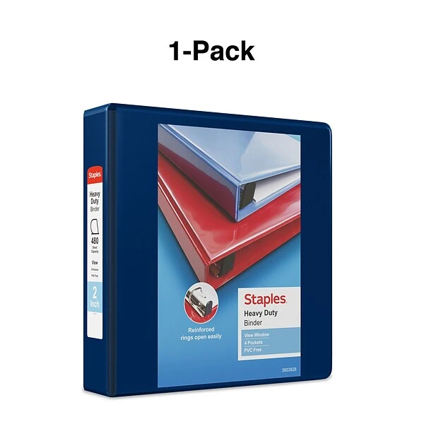 Heavy Duty 2" 3 Ring View Binder With D-Rings, Navy Blue (ST56270-CC) 7 Heavy Duty 2" 3 Ring View Binder With D-Rings, Navy Blue (ST56270-CC) - Image 5