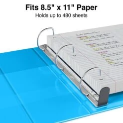 Heavy Duty 2" 3 Ring View Binder With D-Rings, Light Blue (26350) -Scott Stationery Shop s1215732 s7