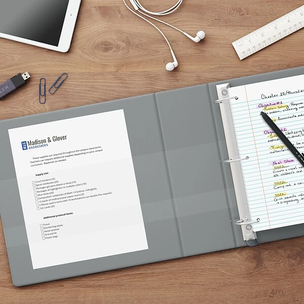 Heavy Duty 2" 3 Ring View Binder With D-Rings, Gray (ST56330-CC) 6 Heavy Duty 2" 3 Ring View Binder With D-Rings, Gray (ST56330-CC) - Image 4