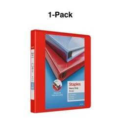 Heavy Duty 1" 3 Ring View Binder With D-Rings, Red (ST56295-CC) 12 Heavy Duty 1" 3 Ring View Binder With D-Rings, Red (ST56295-CC) -Scott Stationery Shop s1215755 s7