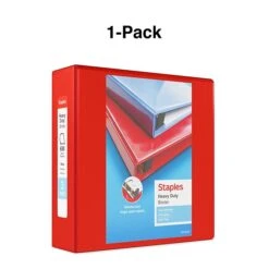 Heavy Duty 3" 3 Ring View Binder With D-Rings, Red (ST56298-CC) -Scott Stationery Shop s1215763 s7