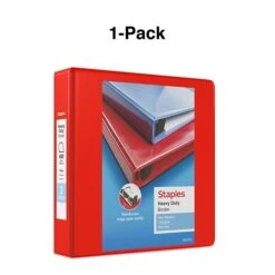 Heavy Duty 2" 3 Ring View Binder With D-Rings, Red (26348) -Scott Stationery Shop s1215766 s7