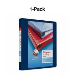 Heavy Duty 1" 3 Ring View Binder With D-Rings, Navy Blue (ST56268-CC) 12 Heavy Duty 1" 3 Ring View Binder With D-Rings, Navy Blue (ST56268-CC) -Scott Stationery Shop s1216132 s7
