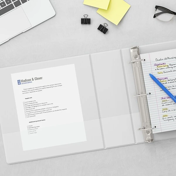 Standard 2" 3 Ring View Binder With D-Rings, White, 6/Pack (26444CT) 6 Standard 2" 3 Ring View Binder With D-Rings, White, 6/Pack (26444CT) - Image 4