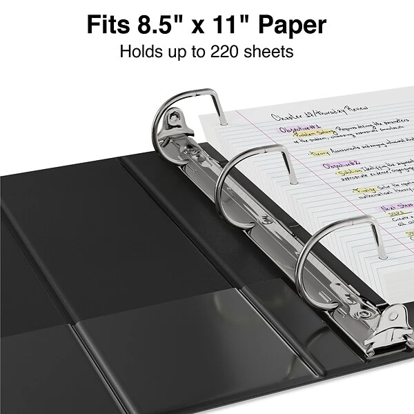 Standard 1" 3 Ring Non View Binder With D-Rings, Black (26407-CC) 4 Standard 1" 3 Ring Non View Binder With D-Rings, Black (26407-CC) - Image 2