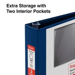 Standard 2" 3 Ring View Binder With D-Rings, Blue (26445-CC) -Scott Stationery Shop s1216245 s7