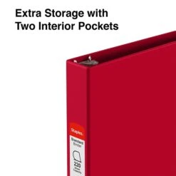 Standard 1" 3 Ring Non View Binder With D-Rings, Red (26290-CC) -Scott Stationery Shop s1216263 s7