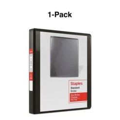 Standard 1" 3 Ring View Binder With D-Rings, Black (26431-CC) -Scott Stationery Shop s1216388 s7