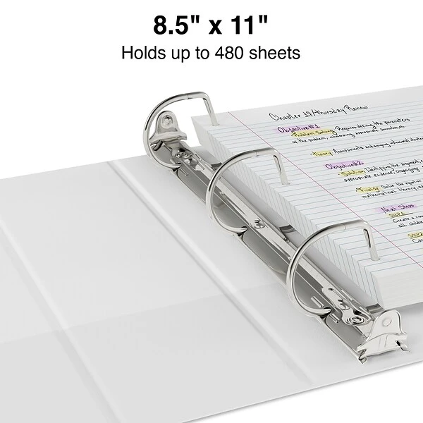Standard 2" 3 Ring View Binder With D-Rings, White, 6/Pack (26444CT) 4 Standard 2" 3 Ring View Binder With D-Rings, White, 6/Pack (26444CT) - Image 2