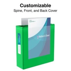 Standard 3" 3 Ring View Binder With D-Rings, Green (26354-CC)