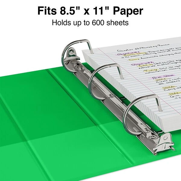 Standard 3" 3 Ring View Binder With D-Rings, Green (26354-CC) 4 Standard 3" 3 Ring View Binder With D-Rings, Green (26354-CC) - Image 2