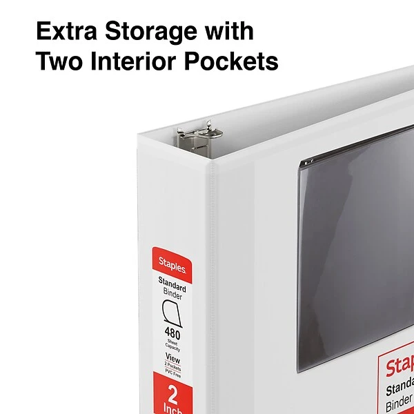 Standard 2" 3 Ring View Binder With D-Rings, White, 6/Pack (26444CT) 5 Standard 2" 3 Ring View Binder With D-Rings, White, 6/Pack (26444CT) - Image 3