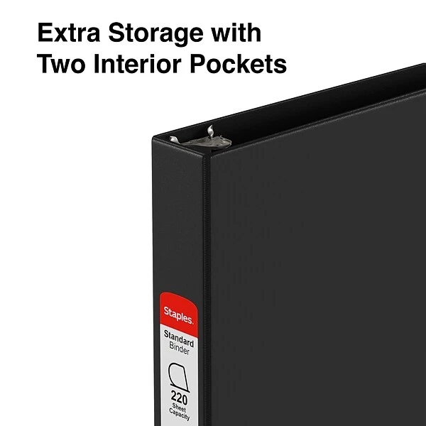 Standard 1" 3 Ring Non View Binder With D-Rings, Black (26407-CC) 5 Standard 1" 3 Ring Non View Binder With D-Rings, Black (26407-CC) - Image 3