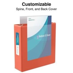 Standard 2" 3 Ring View Binder With D-Rings, Orange (26446-CC)
