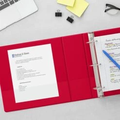 Standard 1" 3 Ring Non View Binder With D-Rings, Red (26290-CC) -Scott Stationery Shop s1216655 s7