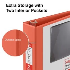 Standard 2" 3 Ring View Binder With D-Rings, Orange (26446-CC) -Scott Stationery Shop s1221778 s7