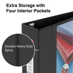 Staples Heavy Duty 4" 3-Ring View Binder With D-Rings And Four Interior Pockets, Black (ST56235-CC) -Scott Stationery Shop s1221789 s7