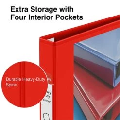 Heavy Duty 1" 3 Ring View Binder With D-Rings, Red (ST56295-CC) 10 Heavy Duty 1" 3 Ring View Binder With D-Rings, Red (ST56295-CC) -Scott Stationery Shop s1221804 s7