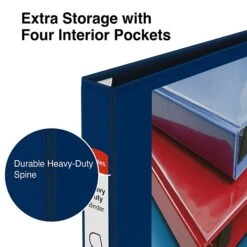 Heavy Duty 1" 3 Ring View Binder With D-Rings, Navy Blue (ST56268-CC) 10 Heavy Duty 1" 3 Ring View Binder With D-Rings, Navy Blue (ST56268-CC) -Scott Stationery Shop s1221816 s7