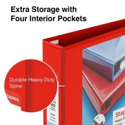Heavy Duty 2" 3 Ring View Binder With D-Rings, Red (26348) -Scott Stationery Shop s1221856 s7