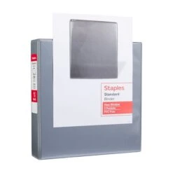 Standard 1-1/2" 3 Ring View Binder With D-Rings, Gray (58652)