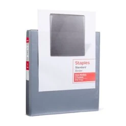 Standard 1" 3 Ring View Binder With D-Rings, Gray (58652)