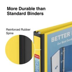 Better 1" 3 Ring View Binder With D-Rings, Yellow (19064) -Scott Stationery Shop s1223283 s7