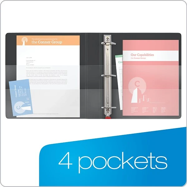 Cardinal Premier Easy Open ClearVue 1" Slant-D 3-Ring View Binder, Black (CRD10301) 7 Cardinal Premier Easy Open ClearVue 1" Slant-D 3-Ring View Binder, Black (CRD10301) - Image 5