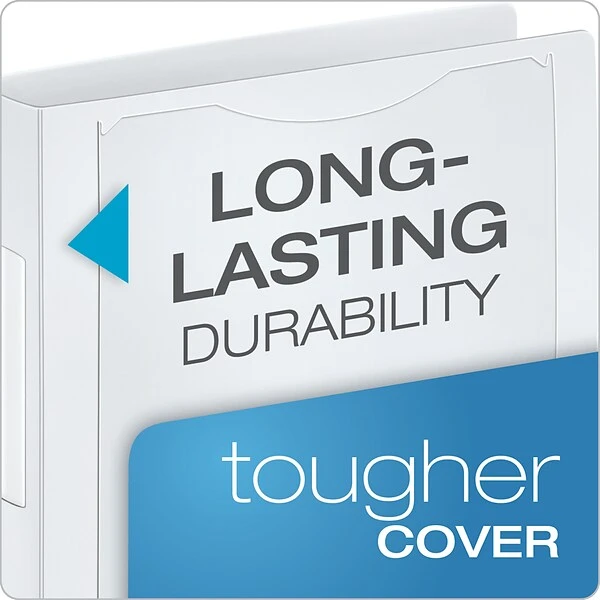Cardinal® SuperLife™ Pro EasyOpen® ClearVue™ Locking Slant-D Ring Binders, 1-1/2" Capacity, White 4 Cardinal® SuperLife™ Pro EasyOpen® ClearVue™ Locking Slant-D Ring Binders, 1-1/2" Capacity, White - Image 2