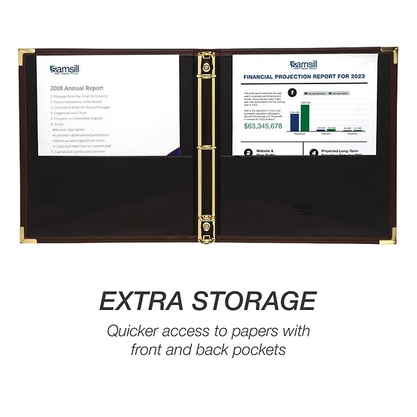 Samsill Classic Collection Executive Presentation 1" 3-Ring Binder, Burgundy (SAM15134) 4 Samsill Classic Collection Executive Presentation 1" 3-Ring Binder, Burgundy (SAM15134) - Image 2