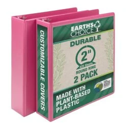 Samsill Fashion 2" 3-Ring View Binders, Pink Berry, 2/Pack (U86676)