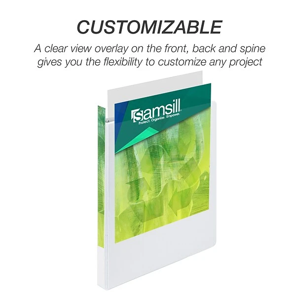 Samsill Earth's Choice Biobased 1/2" 3-Ring View Binder, White, 6/Pack (I08917) 3 Samsill Earth's Choice Biobased 1/2" 3-Ring View Binder, White, 6/Pack (I08917)