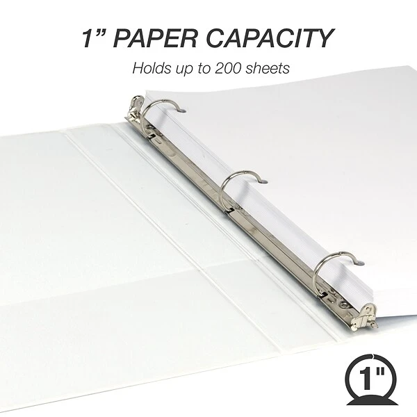 Samsill Economy 1" 3-Ring View Binders, White, 12/Pack (I008537C) 5 Samsill Economy 1" 3-Ring View Binders, White, 12/Pack (I008537C) - Image 3