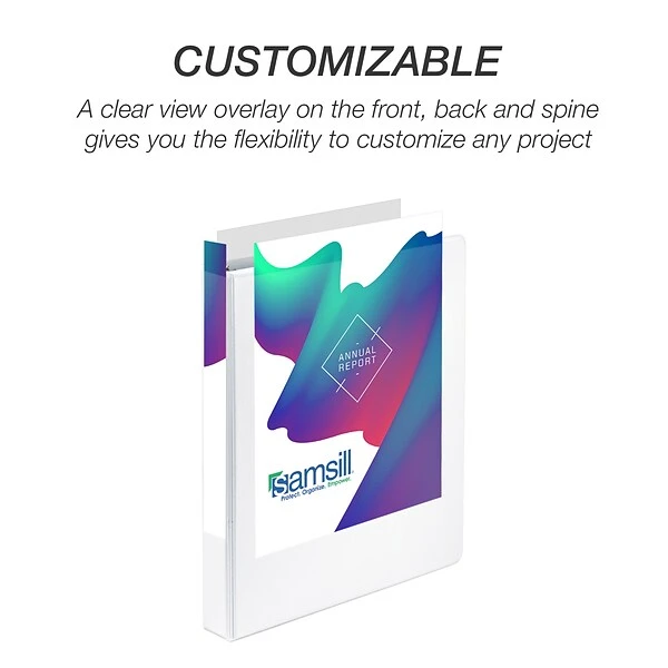 Samsill Economy 1" 3-Ring View Binders, White, 6/Pack (I08537) 3 Samsill Economy 1" 3-Ring View Binders, White, 6/Pack (I08537)
