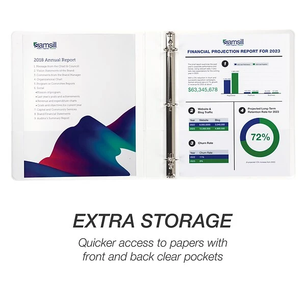 Samsill Economy 1" 3-Ring View Binders, White, 6/Pack (I08537) 6 Samsill Economy 1" 3-Ring View Binders, White, 6/Pack (I08537) - Image 4